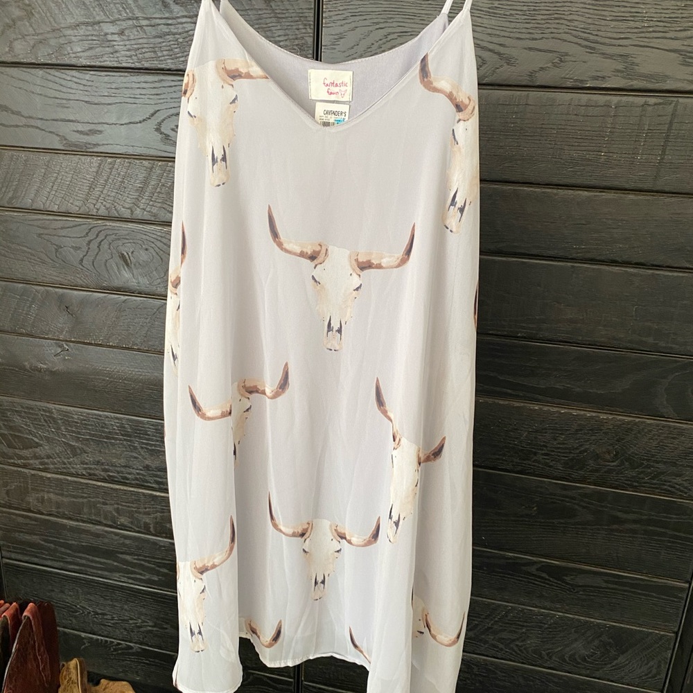 NWT Steer print spaghetti strap dress w pockets